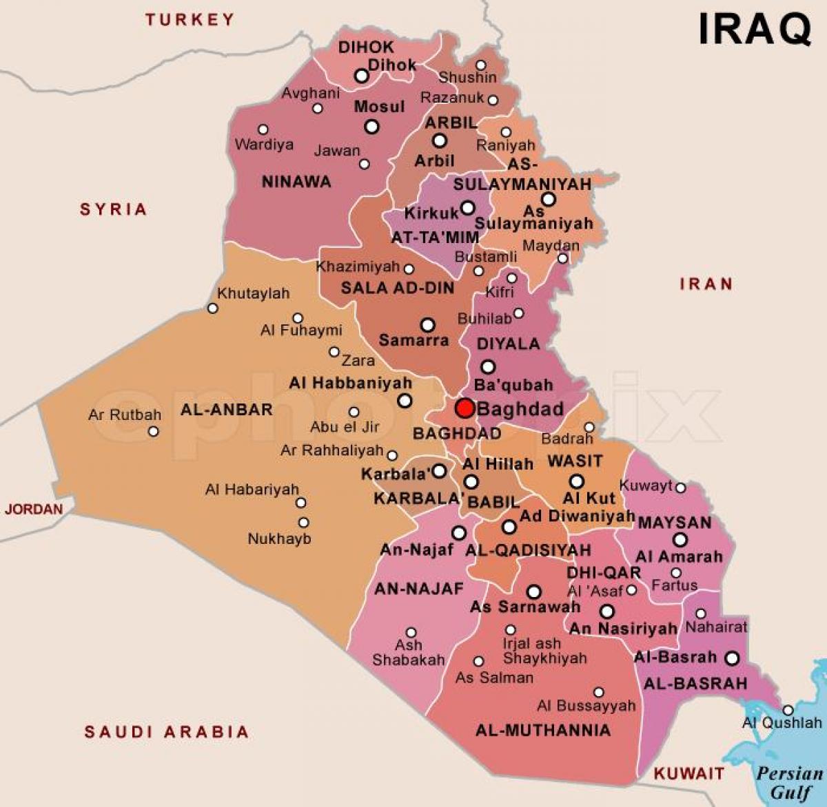 Kat jeyografik nan Irak etazini